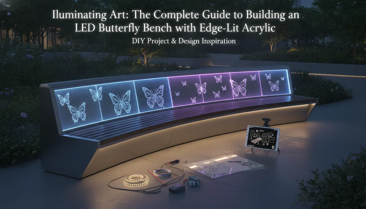 Illuminating Art: The Complete Guide to Building an LED Butterfly Bench with Edge-Lit Acrylic visual summary