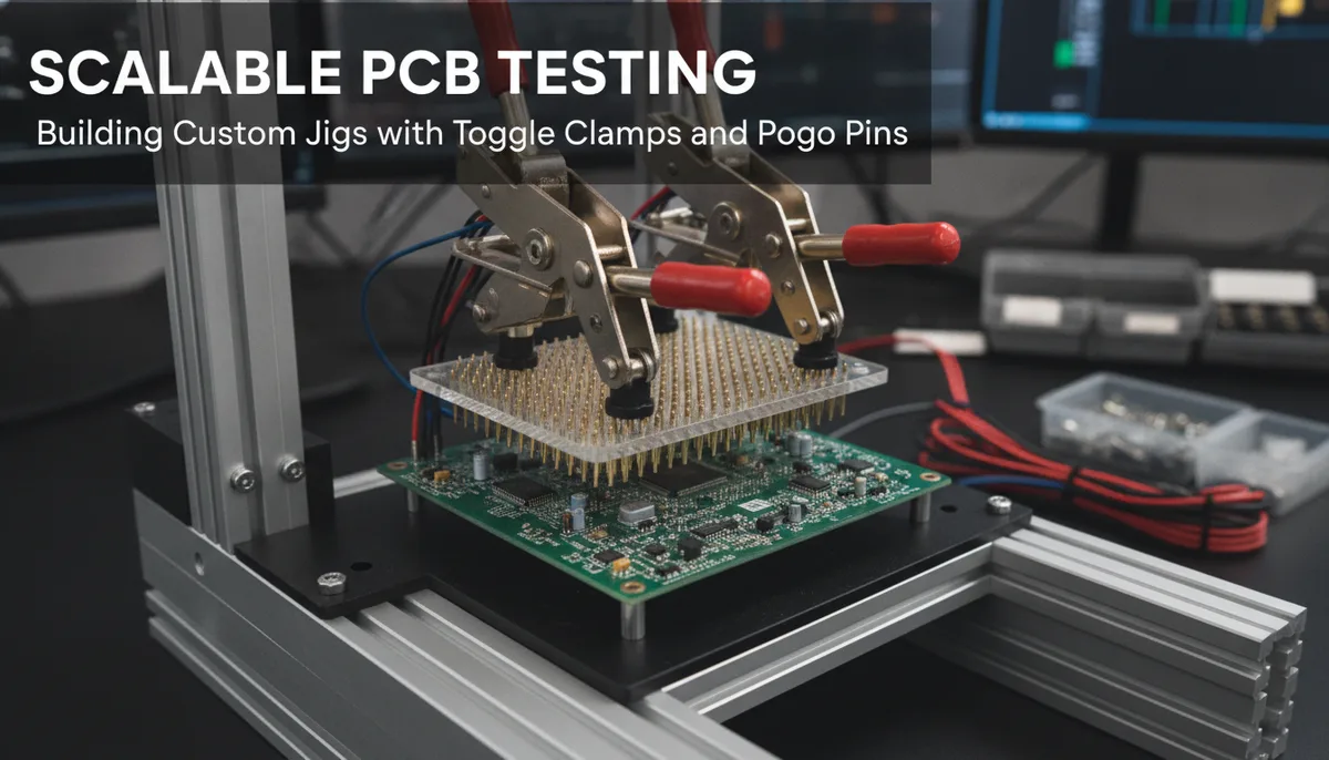 Scalable PCB Testing: Building Custom Jigs with Toggle Clamps and Pogo Pins visual summary