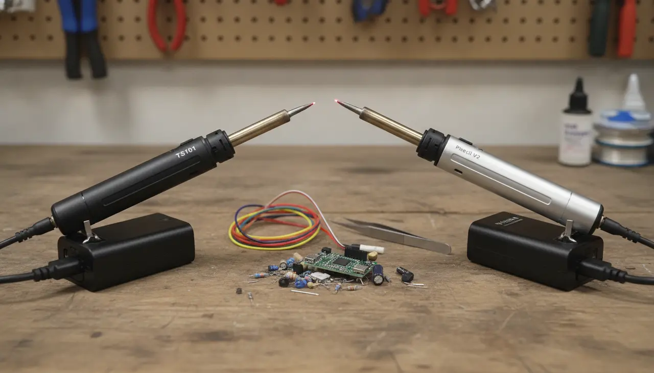 TS101 vs. Pinecil: Which Portable Soldering Iron Should You Buy? visual summary