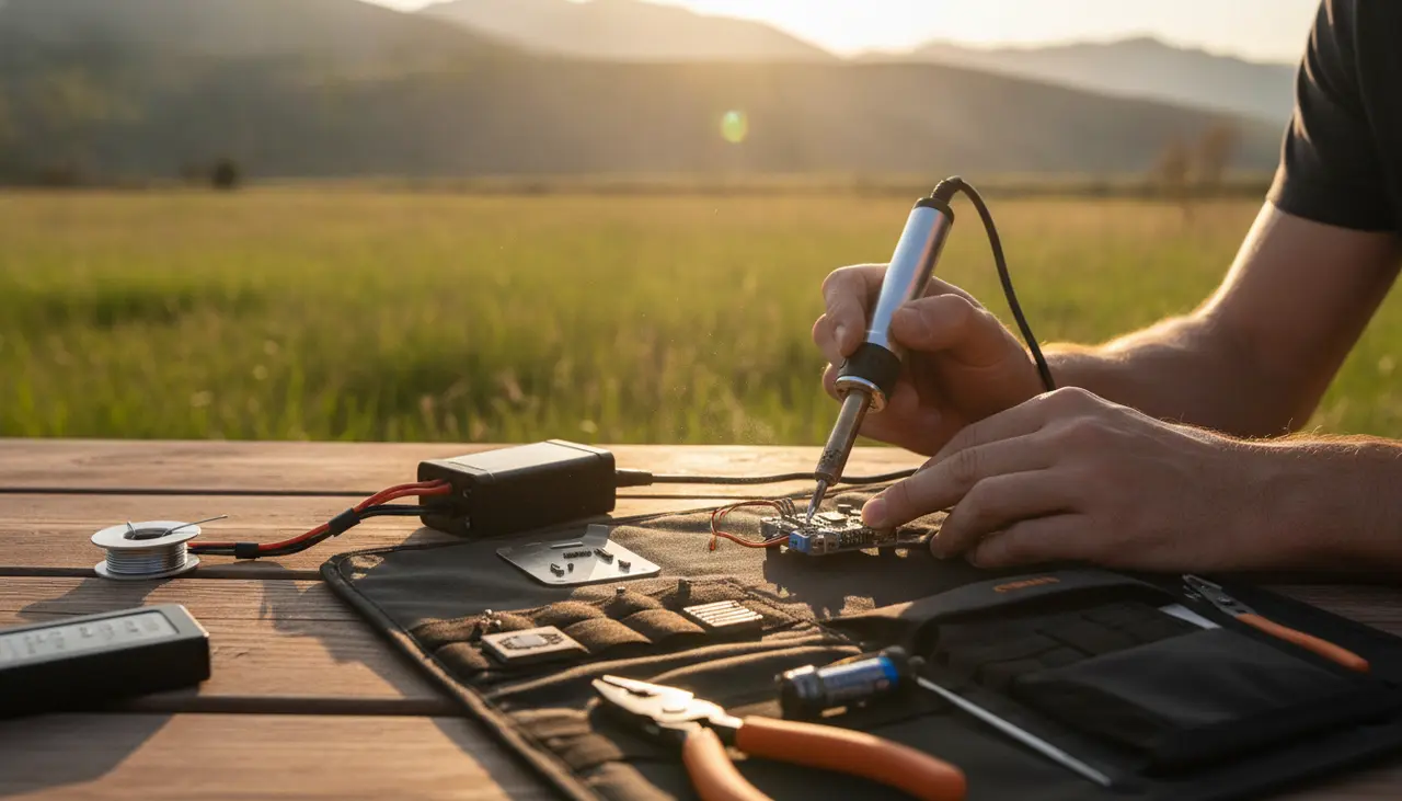 Soldered Anywhere visual guide for Portable and cordless soldering tools for field electronics and maker projects.